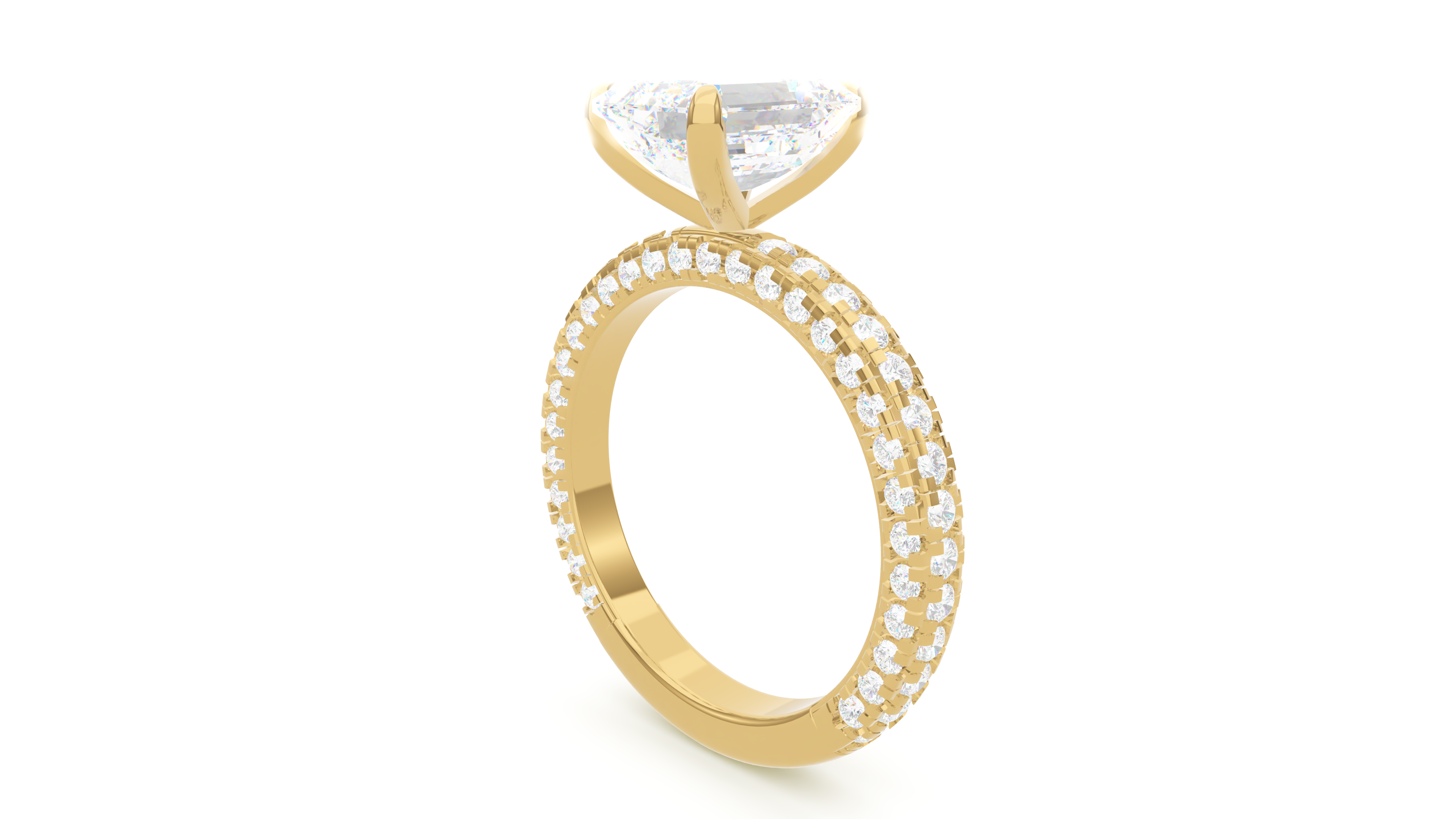 Emerald Diamond Trio Pave