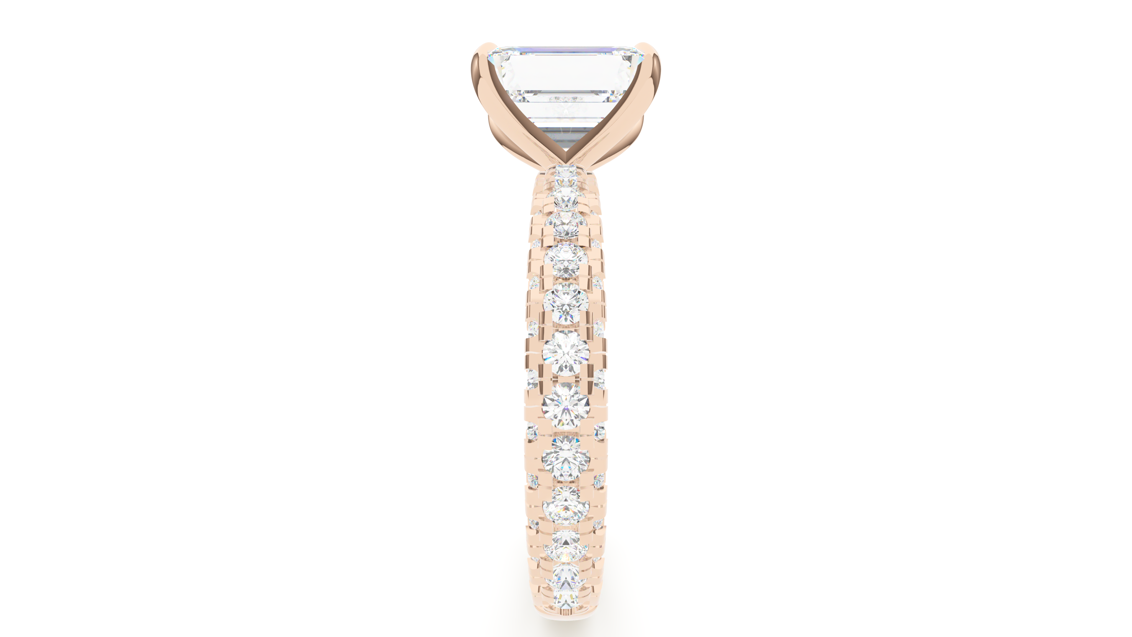 Emerald Diamond Trio Pave