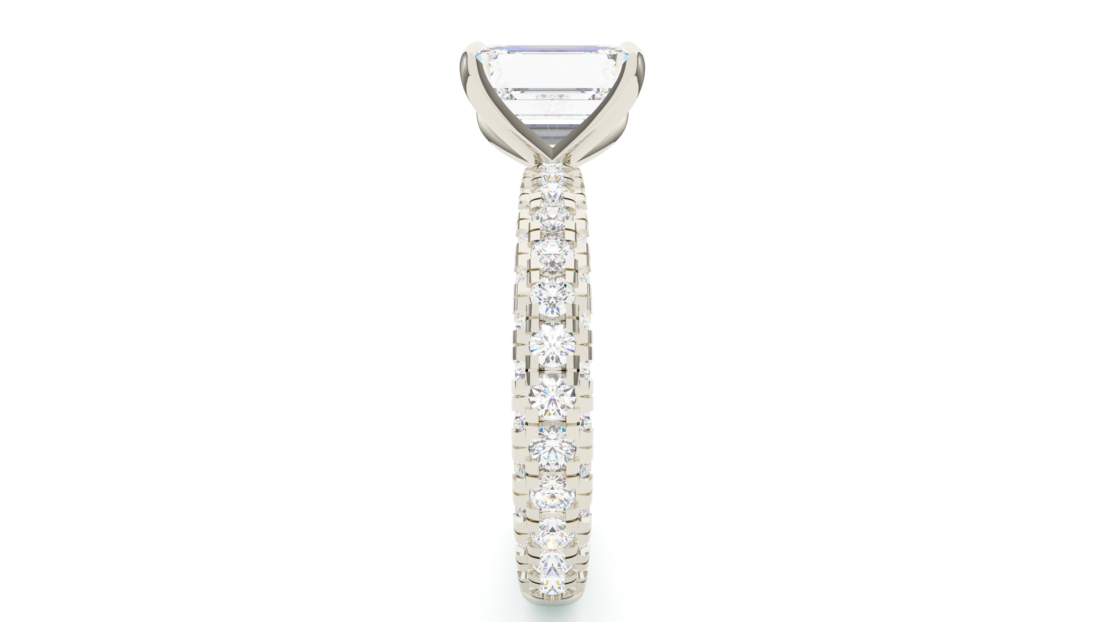 Emerald Diamond Trio Pave