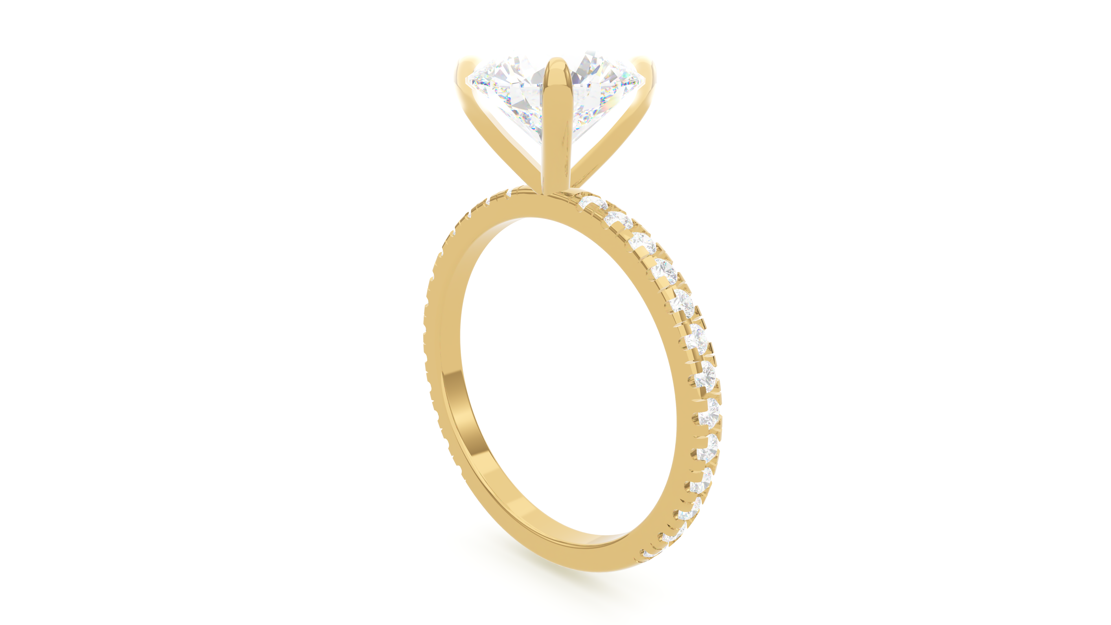 Round Diamond Modern Pave